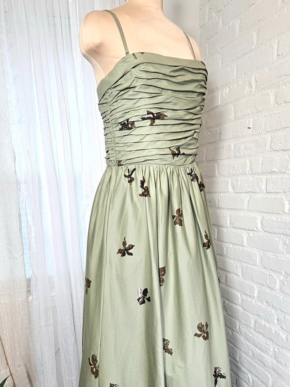 Reformation Kastoria Iris Border Dress Size 12 NWT Smocked Bodice Floral Maxi - Picture 5 of 16